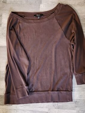 Express Women's Brown Boatneck Sweatshirt Sz Sm